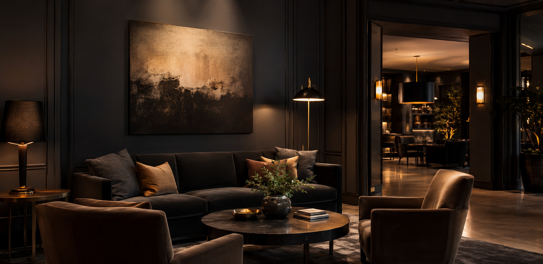 Quiet modern commercial lounge interior